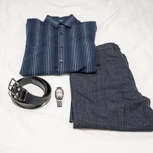 Blue Pinstripe Shirt (lots of detailing)